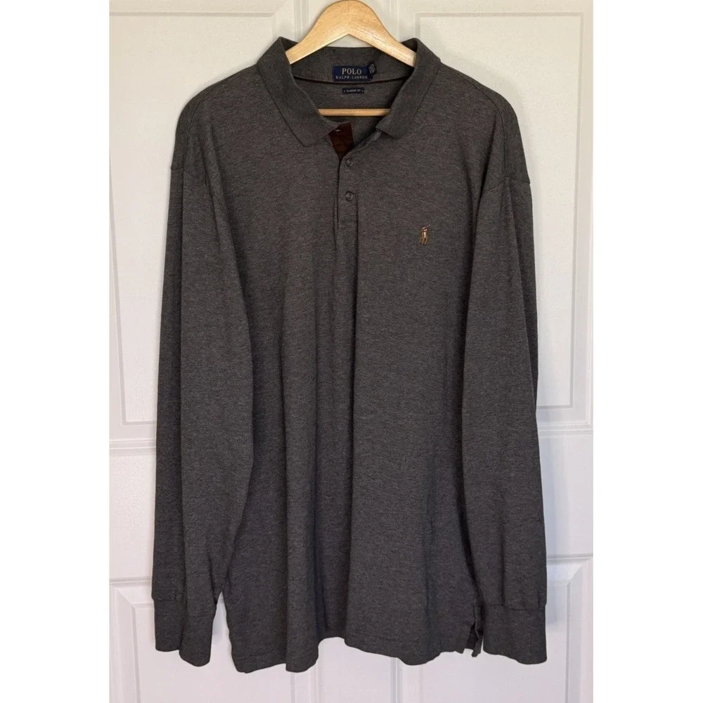 Polo Ralph Lauren Classic Fit Polo Shirt Men's XXL Gray Long Sleeve Cotton 1024